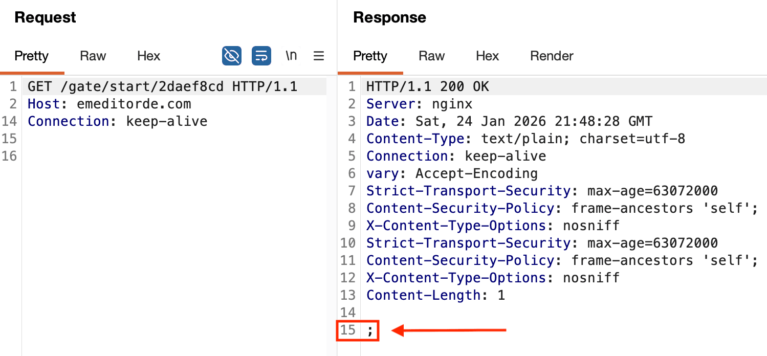 Semicolon response content from a request to the PowerShell download entrypoint