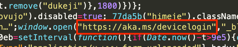 Device code phishing device login URL