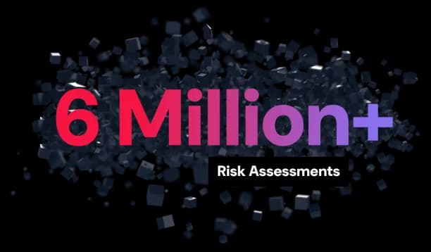 6 million in gradient text over black cubes