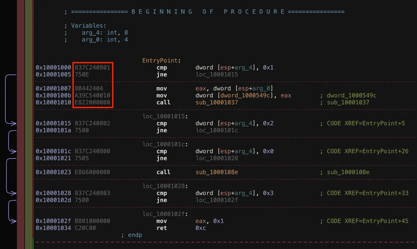 Instructions Immediately After Entry Point