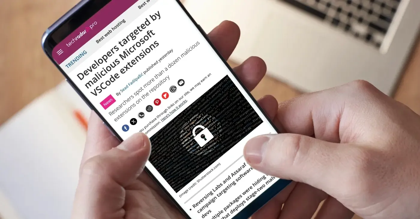 phone screen displaying news article