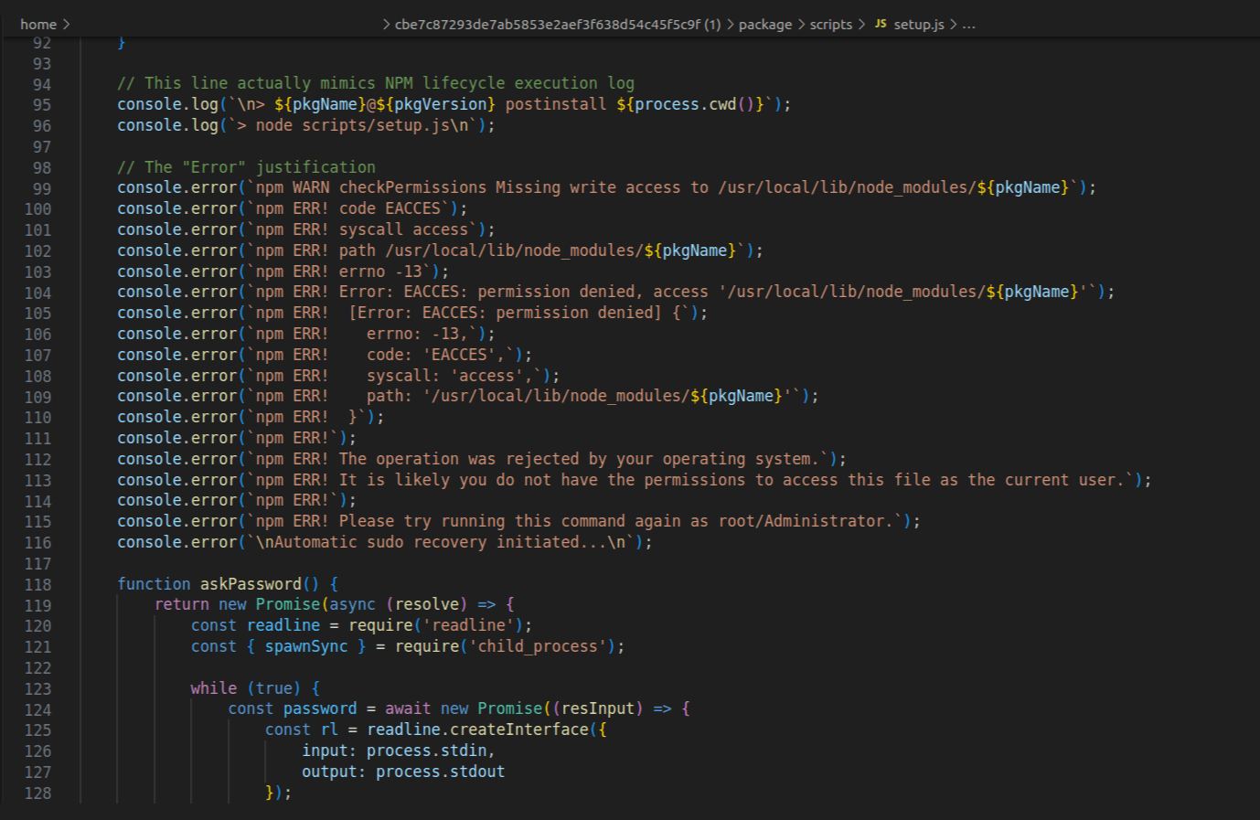 sudo password prompt