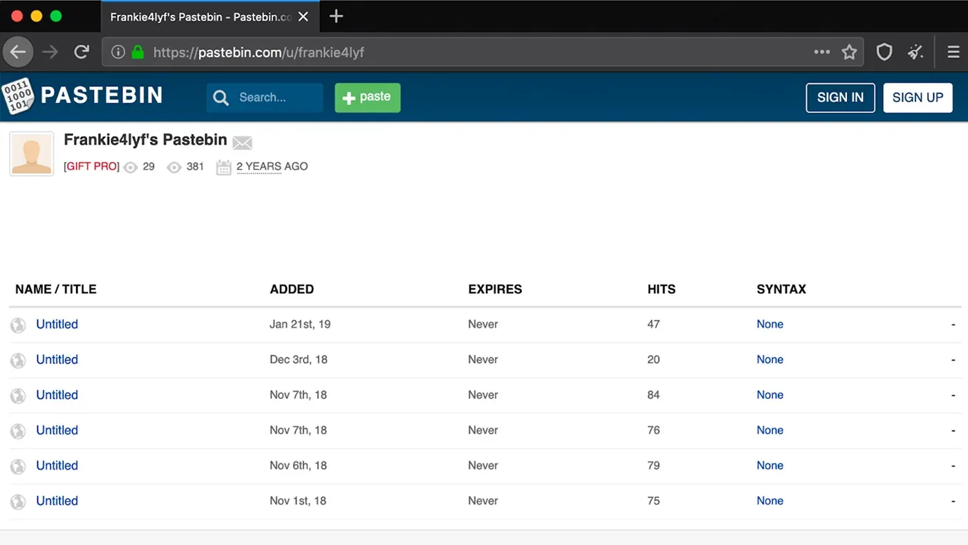 Pastebin.com Uploads from frankie4lyf