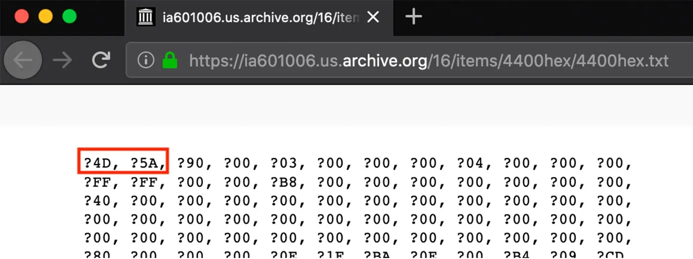 Encoded DLL with Windows PE “4D5A”