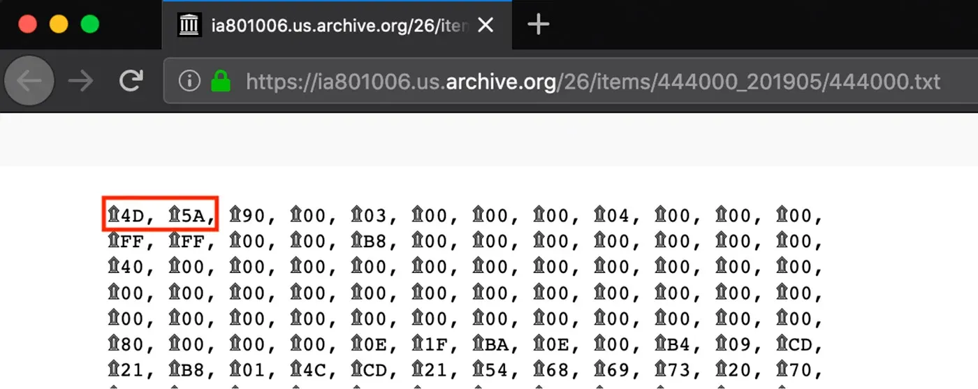 Encoded DLL with Windows PE “4D5A”