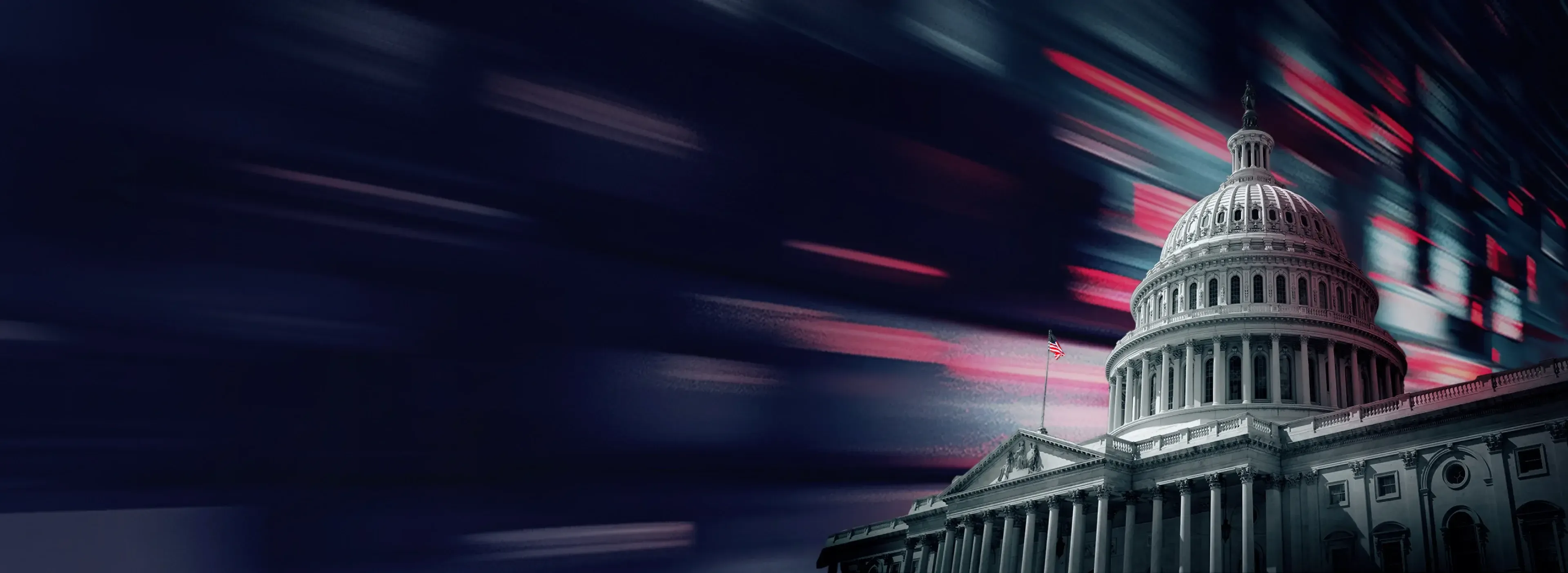 capitol building with red rectangles zooming in the sky