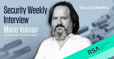 mario vuksan in front of podcast title