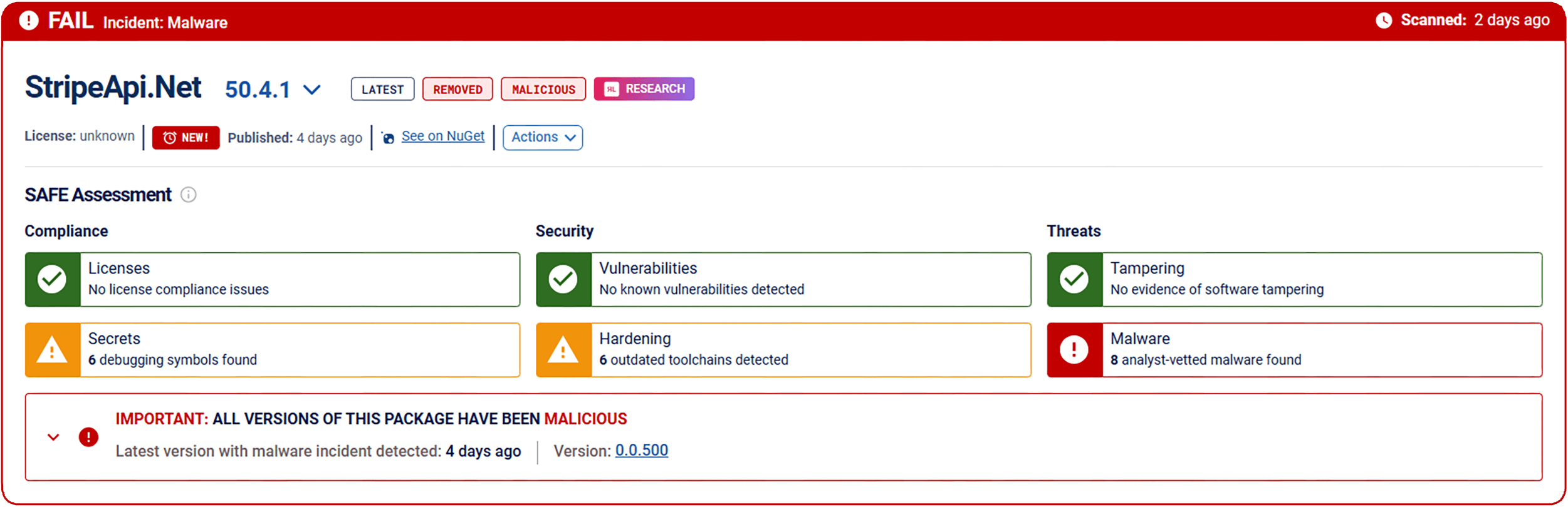 Malicious package on secure.software