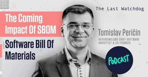 Tomislav Pericin in front of podcast title card