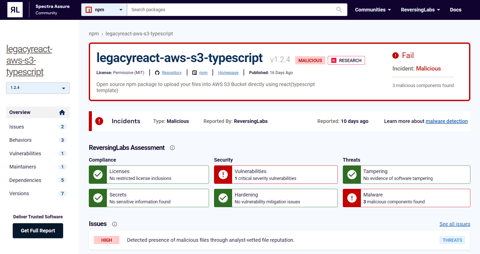 legacy react typescript page on spectra assure community