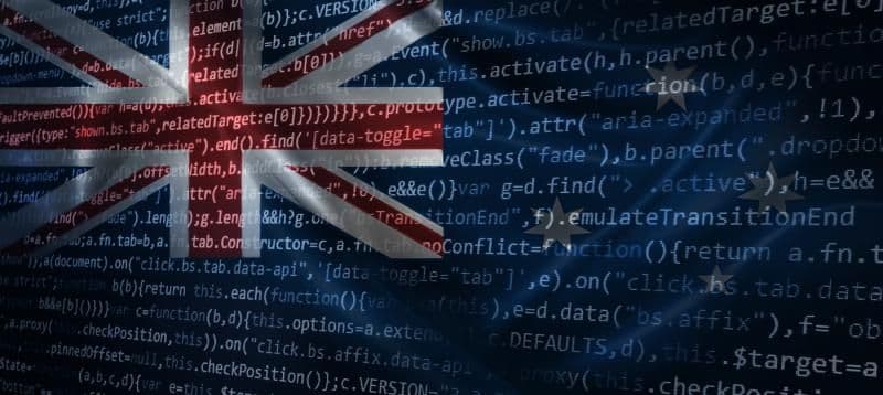 An Australian flag with code overlay