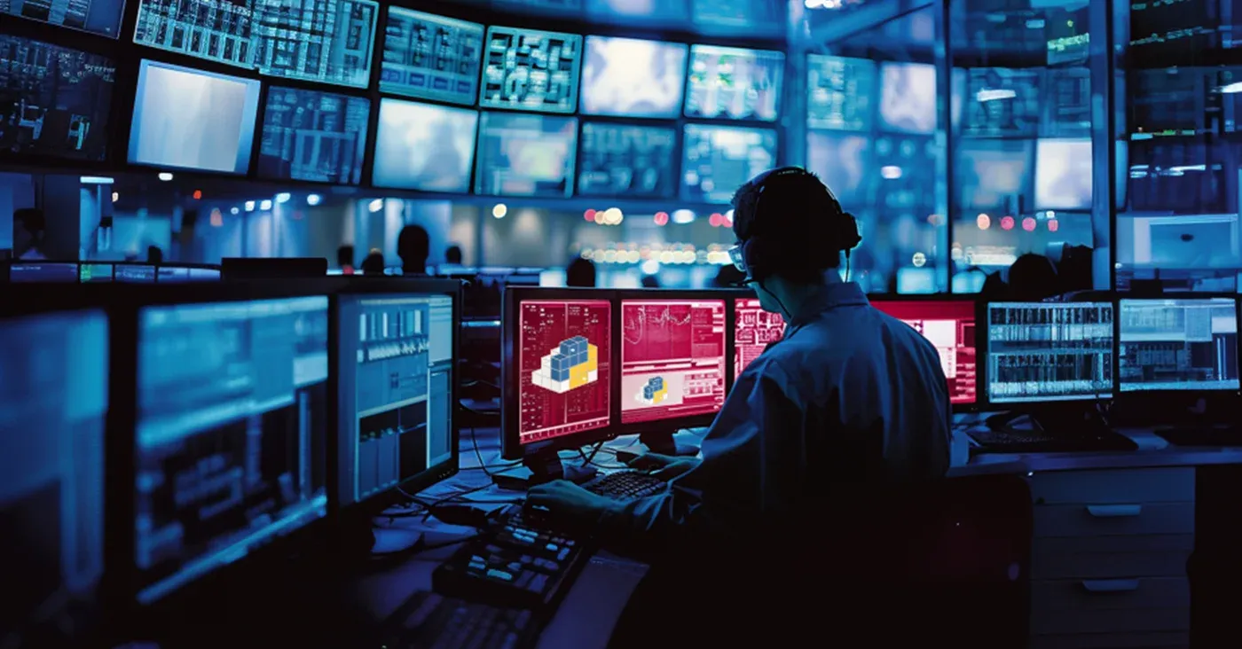 guy surrounded by a ton of computers and monitors
