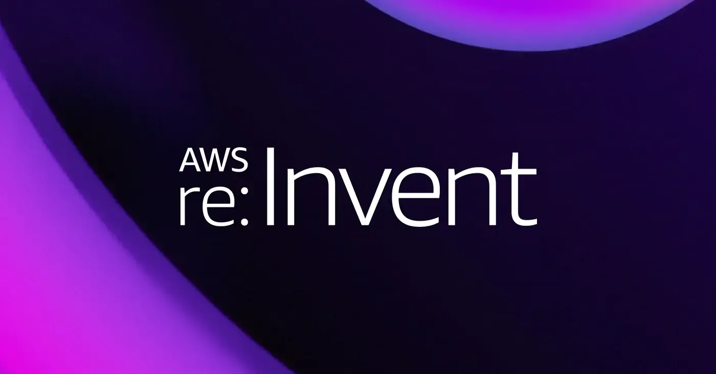 aws re invent on purple background