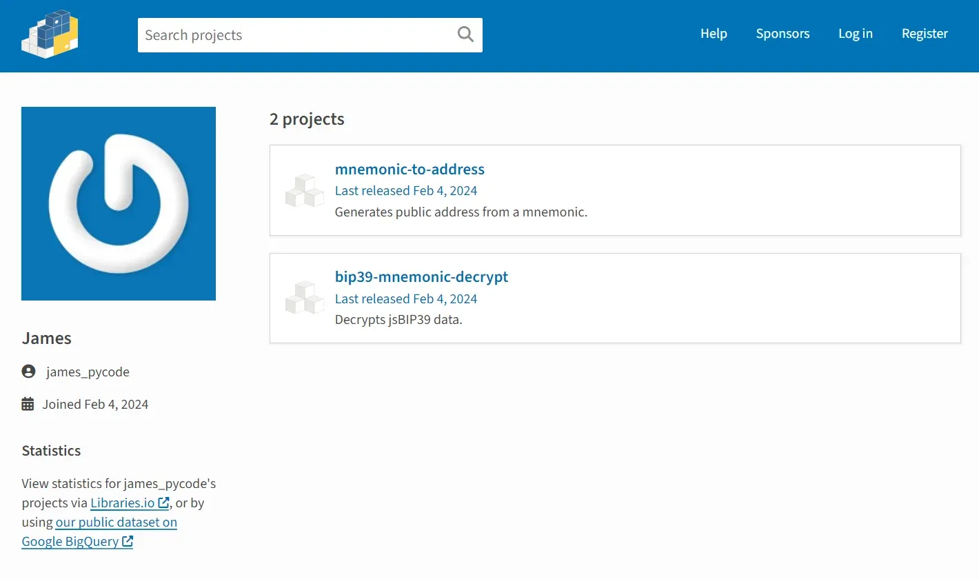 throwaway account used to publish the malicious packages