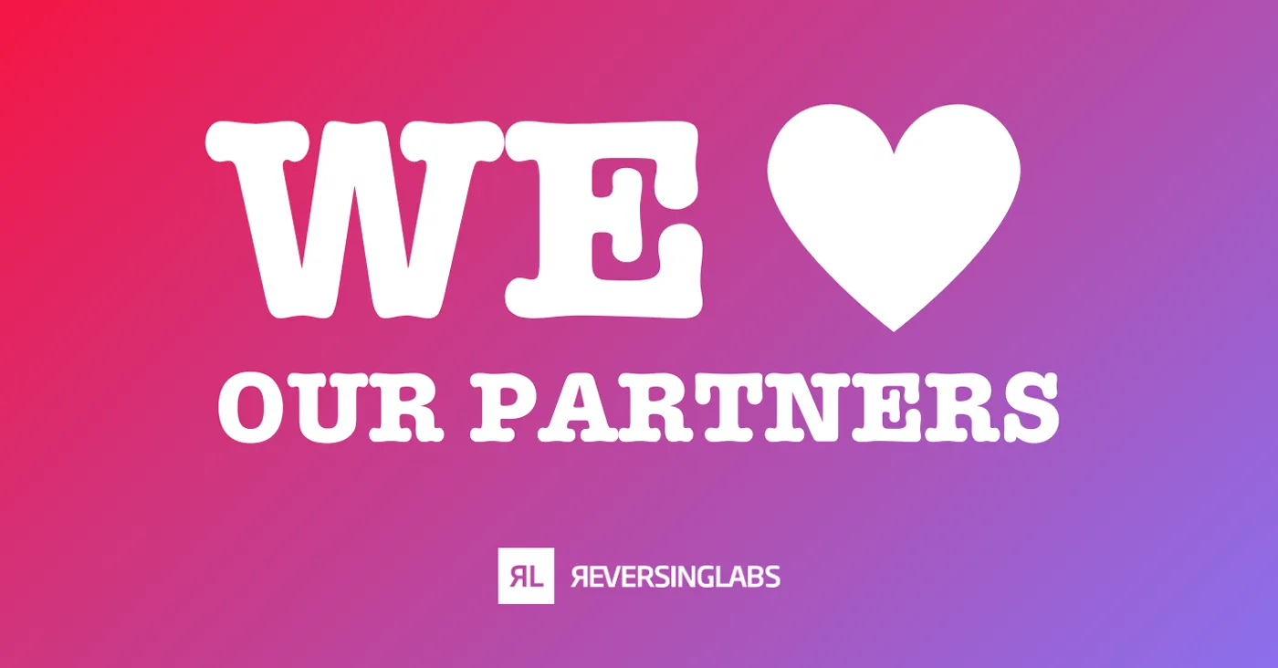 we heart our partners text on pink purple gradient