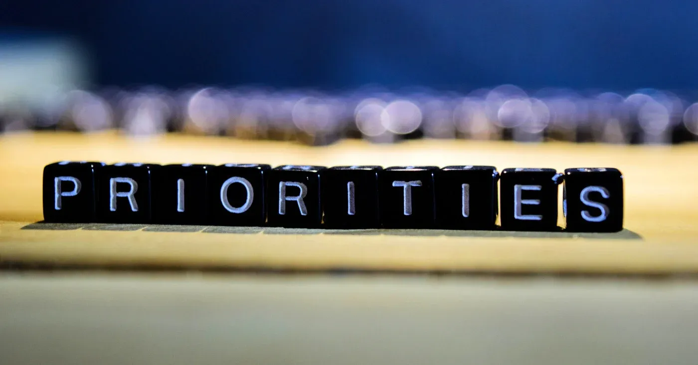 book labeled priorities