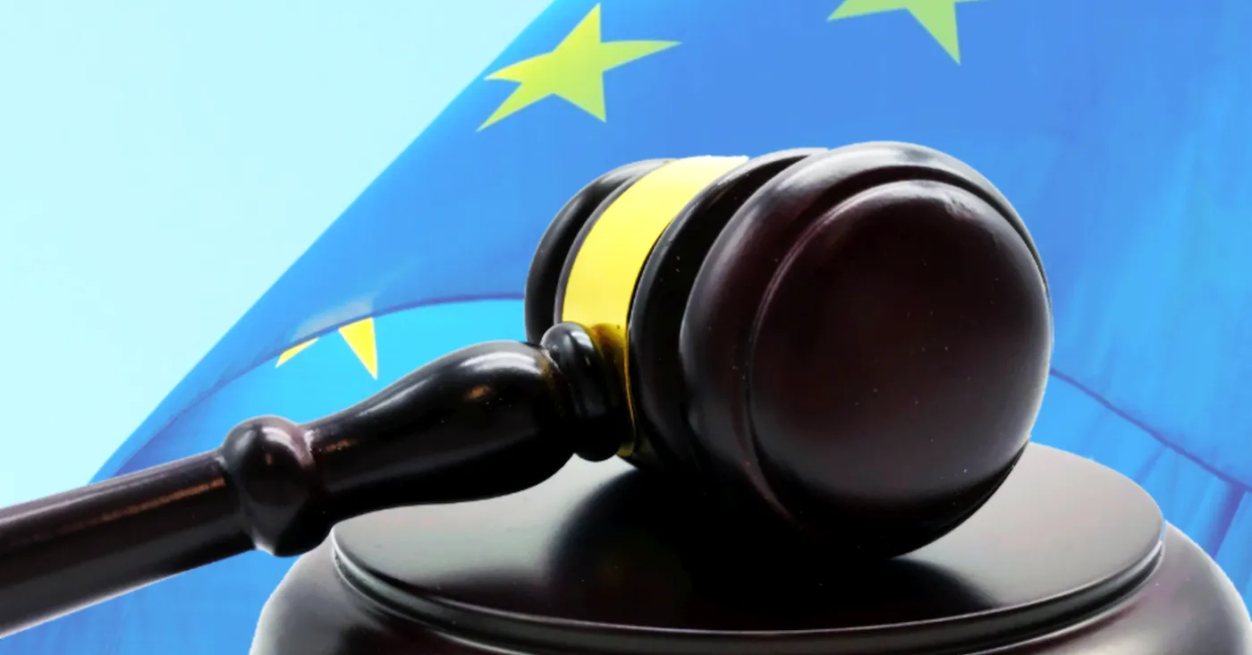 gavel against EU flag