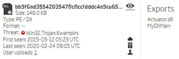 Functions exported by the newly discovered sample