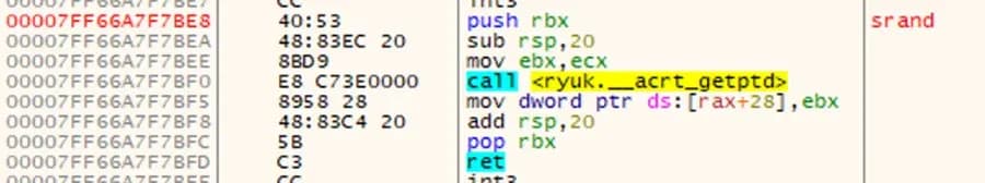 disassembled srand Function