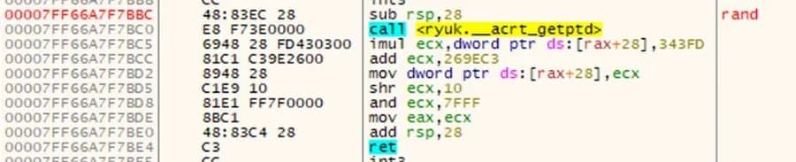 Disassembled rand Function