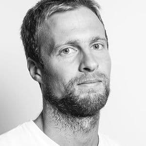 black and white photo of man