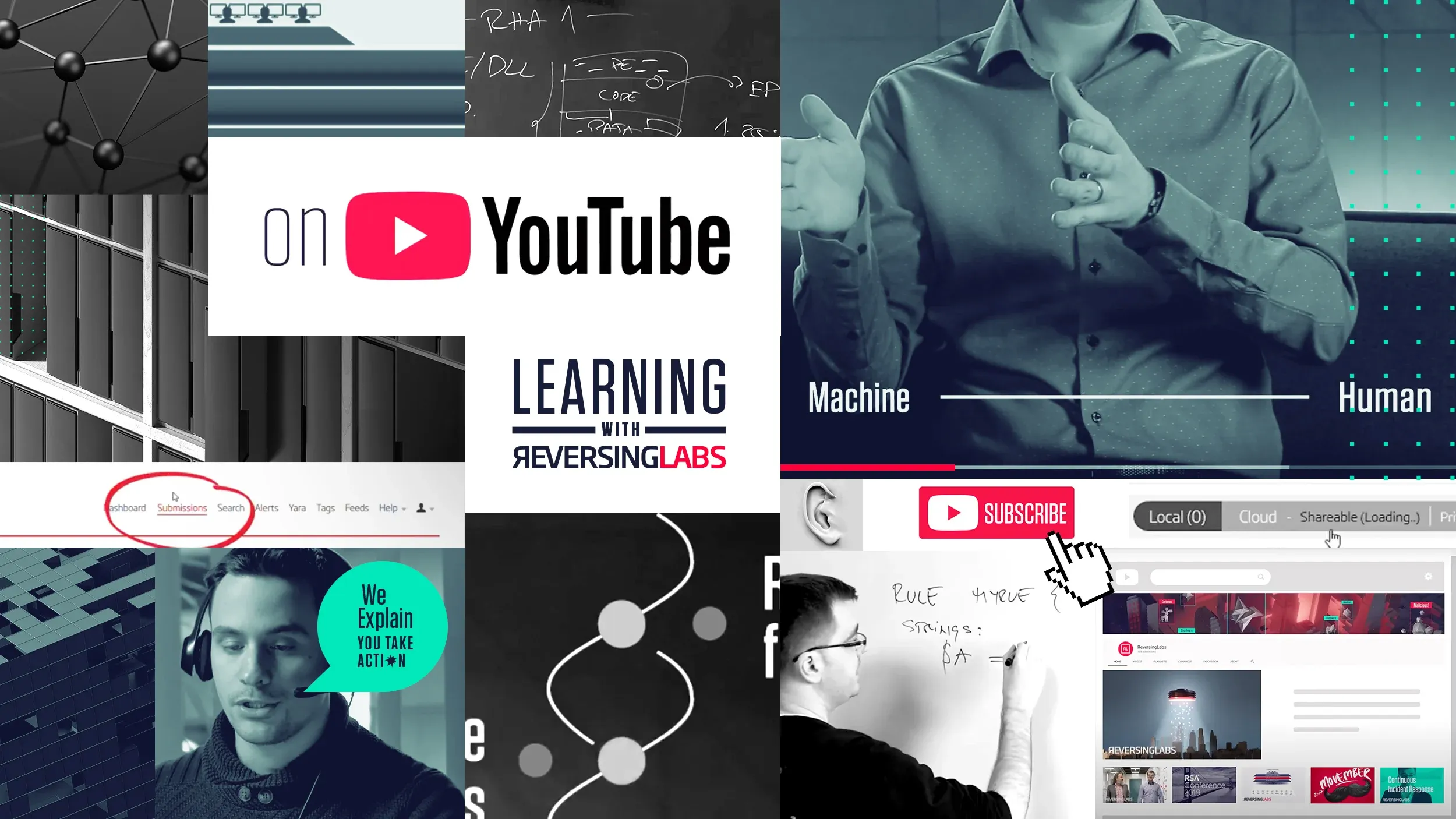 collage of educational resources and youtube windows