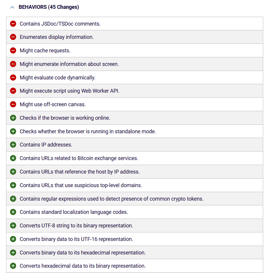 changes in package behaviors between 2.0.4 and 2.0.7 of lottie-player.js as identified by Spectra Assure CLI