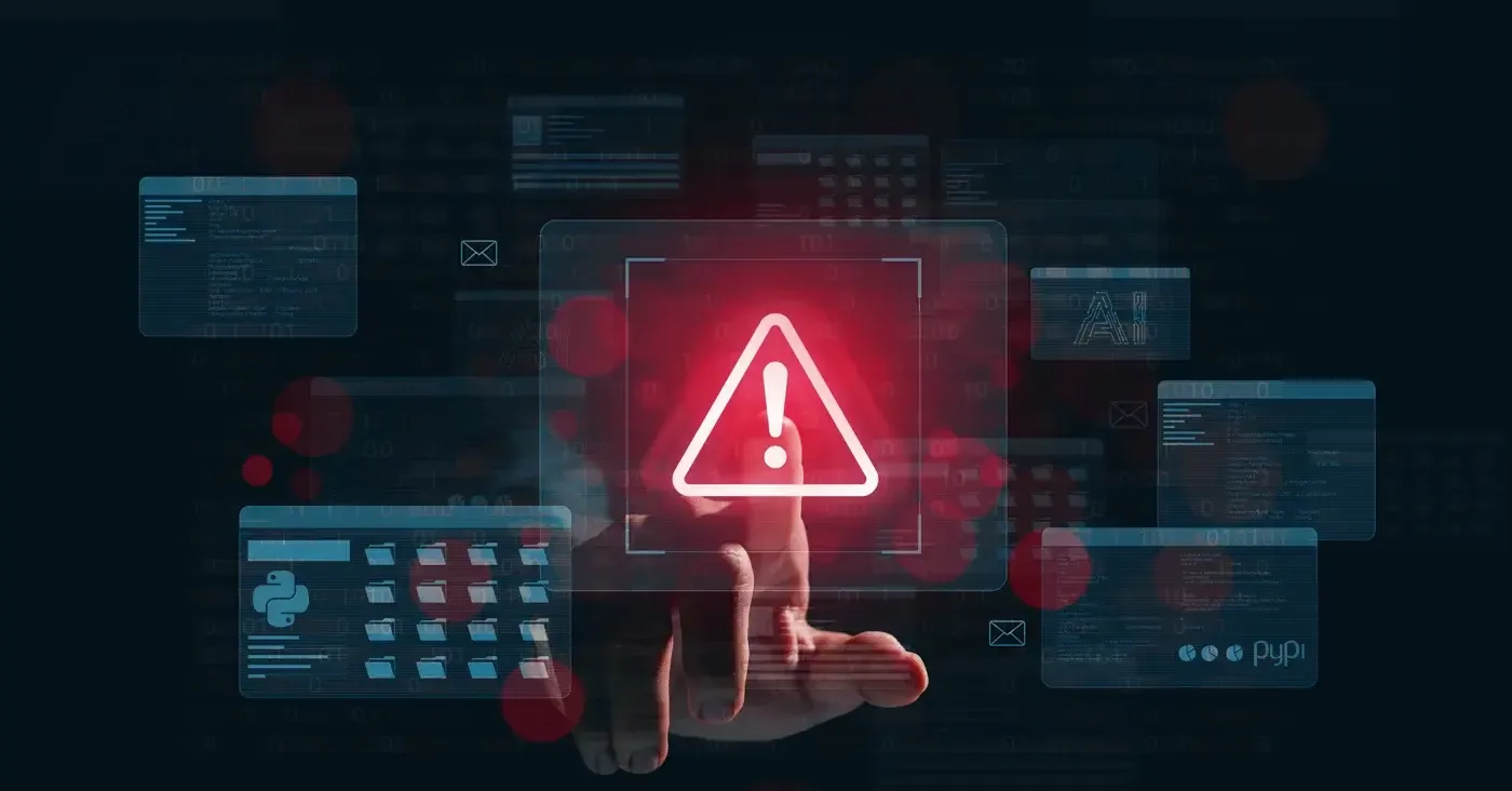 emergency alert exclamation point being pressed by finger