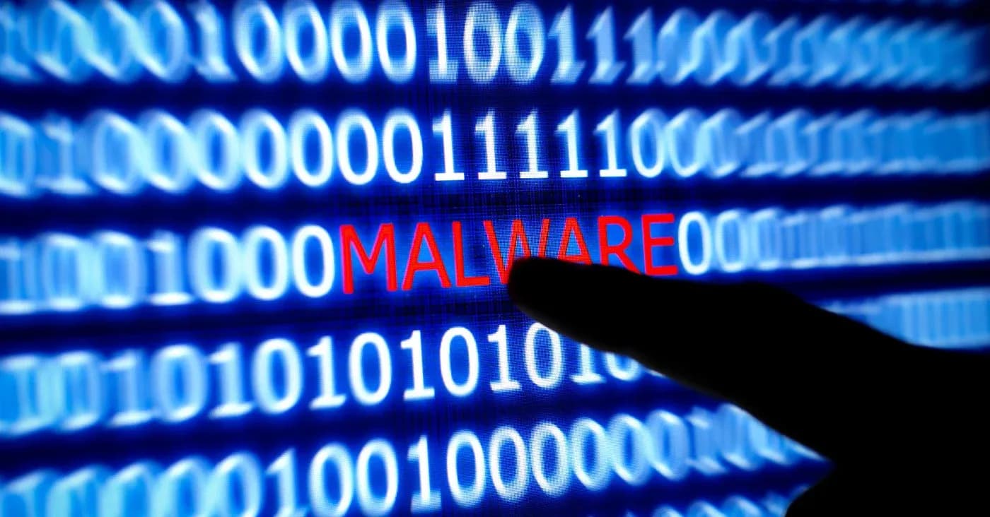 red word malware inside binary code