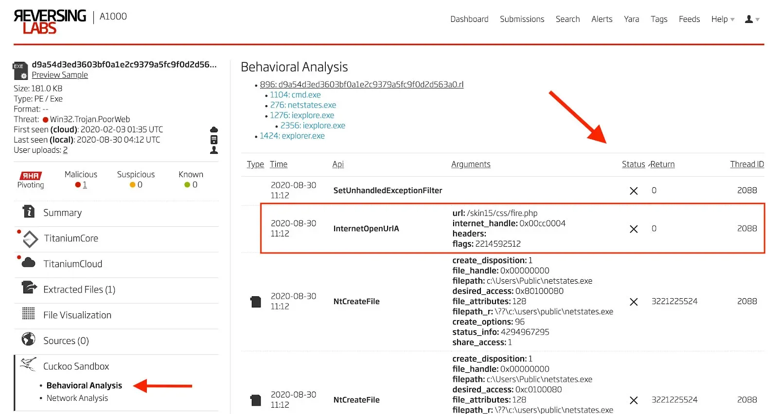 Failed API Call to InternetOpenUrlA