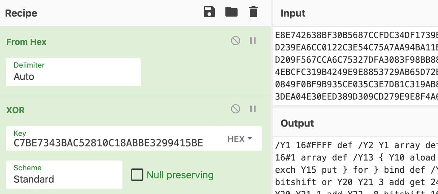 CyberChef XOR Decoding