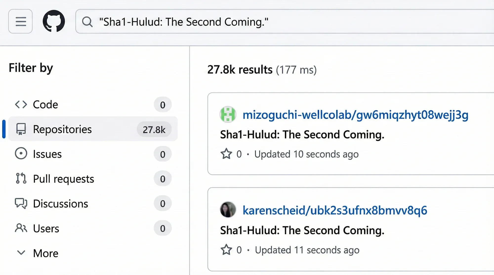 Searching for the compromised GitHub users