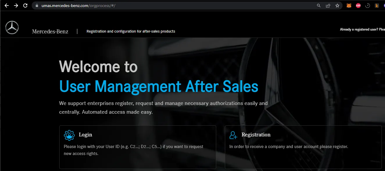Mercedes user management after sales