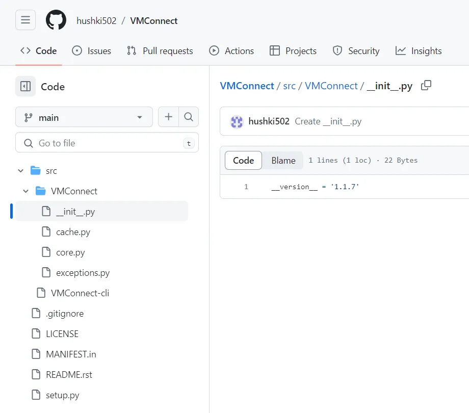 Benign version of__init__.py file present in Github repository.