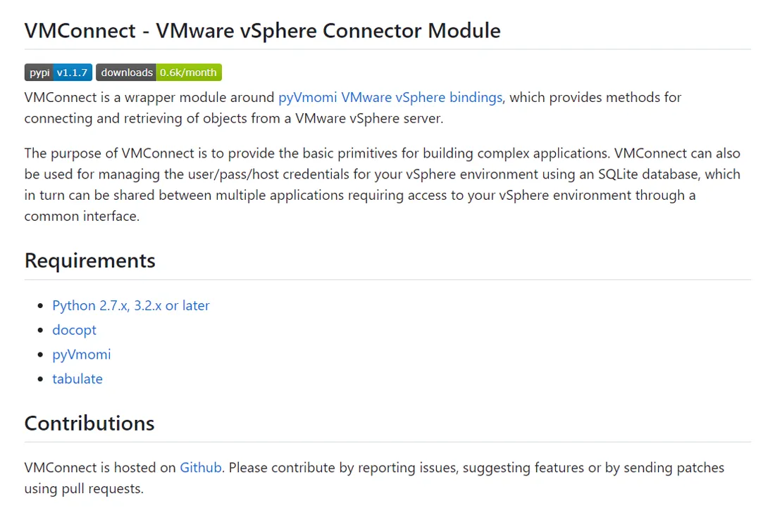 Github description of the malicious VMConnect project.