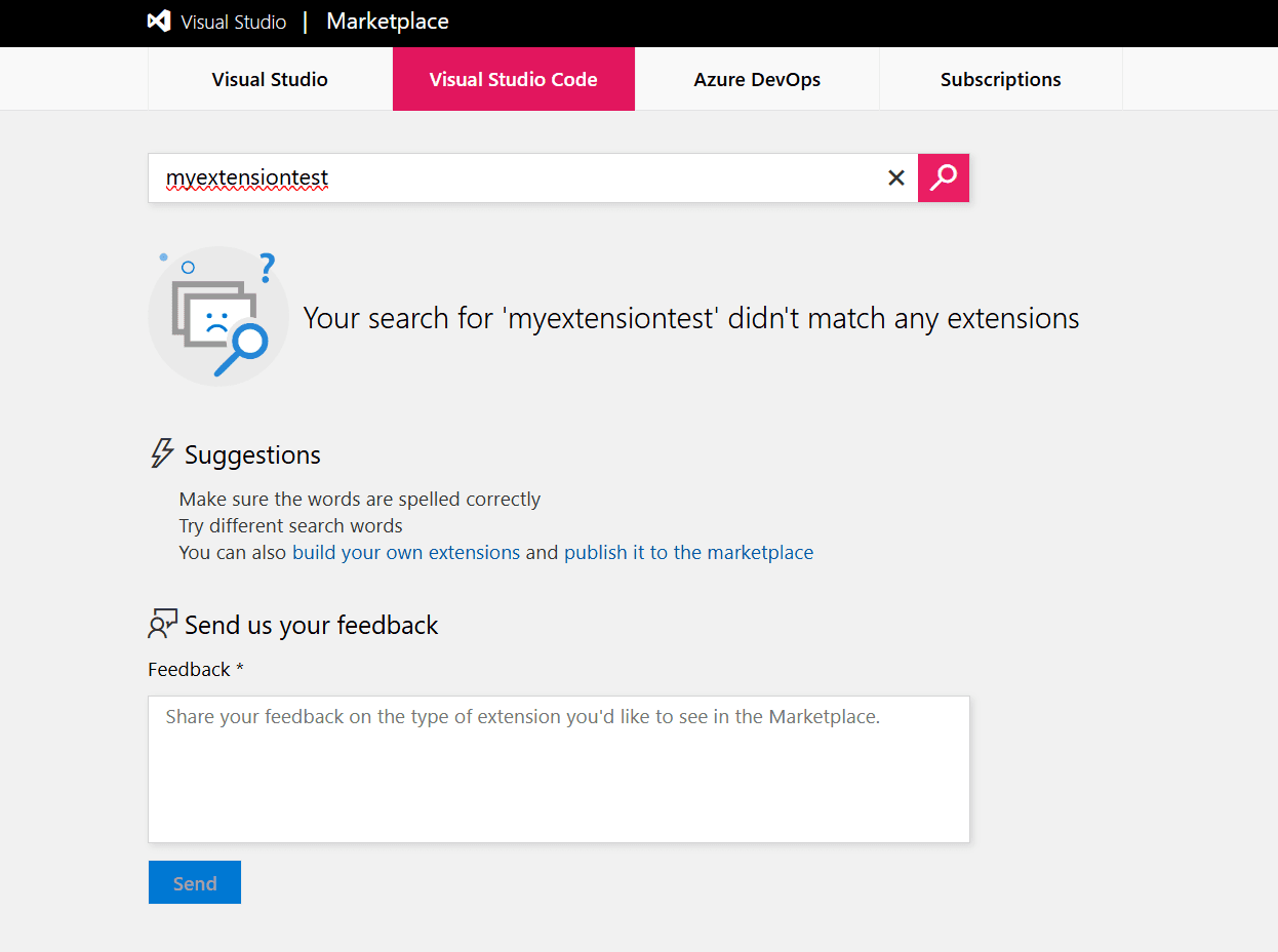 Unpublished extension is not available