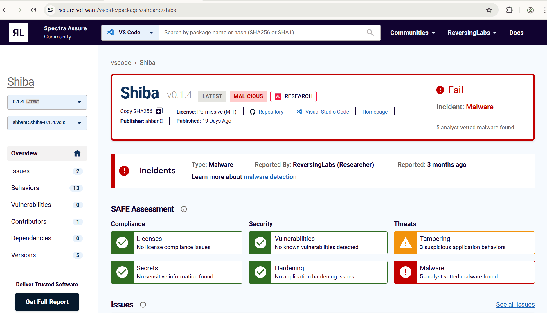 Extension ahbanC.shiba on Spectra Assure Community