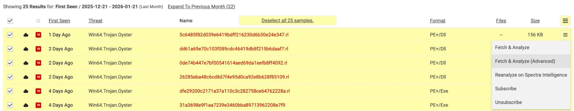 Fetching and analyzing Oyster samples.