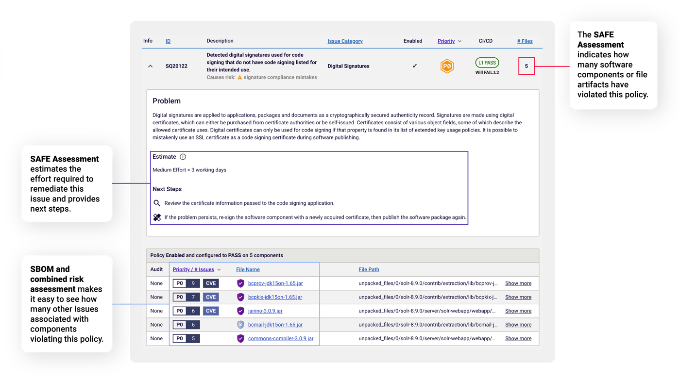 Sharing SAFE reports simplifies collaboration with teams who need more detailed information to efficiently remediate issues